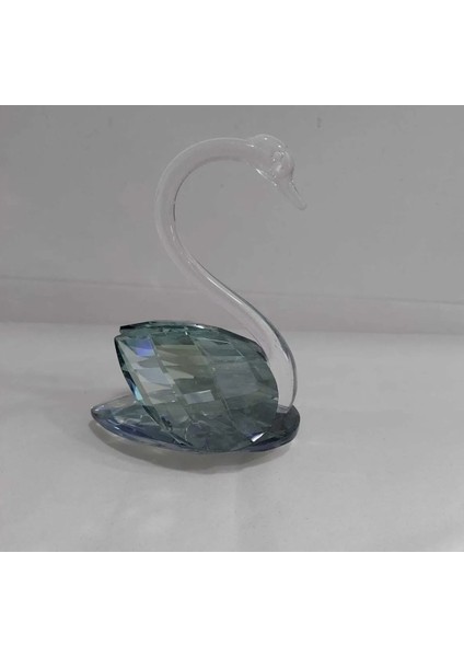 Orta Boy Yeşil Kuğu Kristal Cam El Yapım 10 x 12 cm Biblo Dekoratif Hediyelik Obje Figür 1 Adet