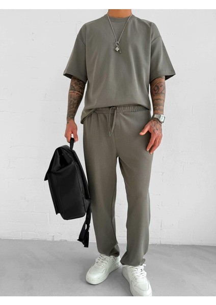 Erkek Regular Fit Beli Lastikli Rahat Eşofman Yeşil