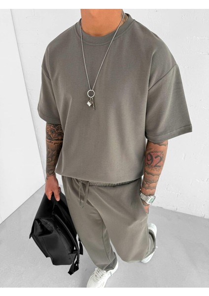 Erkek Oversize Basic Rahat T-Shirt Yeşil