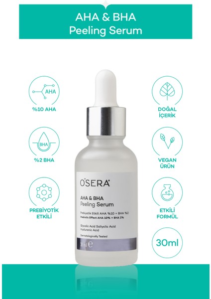 Aha & Bha Prebiyotik Etkili Peeling Cilt Serumu 30 ml (Aha 10% + Bha 2%)
