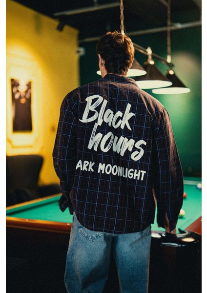 Erkek Oversize Ekose Baskılı Gömlek Antrasit fiyatları