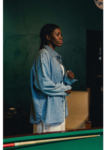 Erkek Denim Görünümlü Desenli Regular Fit Gömlek Mavi fırsatları