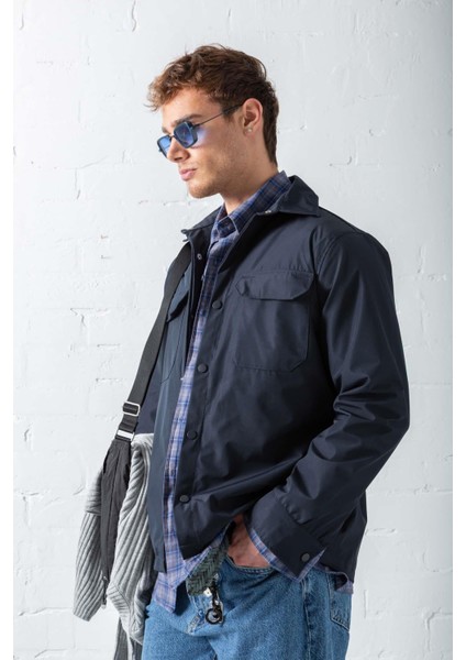 Erkek Önü Cepli Yakalı Slim Fit Ceket Lacivert modelleri