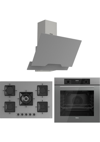 Flowart Florenz Pro Gri 3'lü Ankastre Set ( QBL63CPR-SS038-D065 )