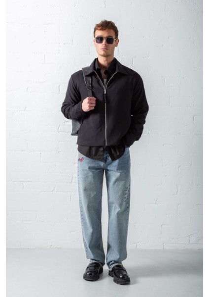 Erkek Boxy Fit Rahat Ceket Siyah fiyatları