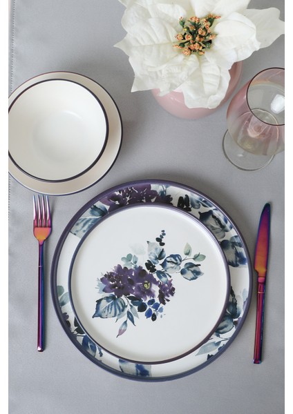 Purple Flower Yemek Takımı 24 Parça 6 Kişilik fiyatları