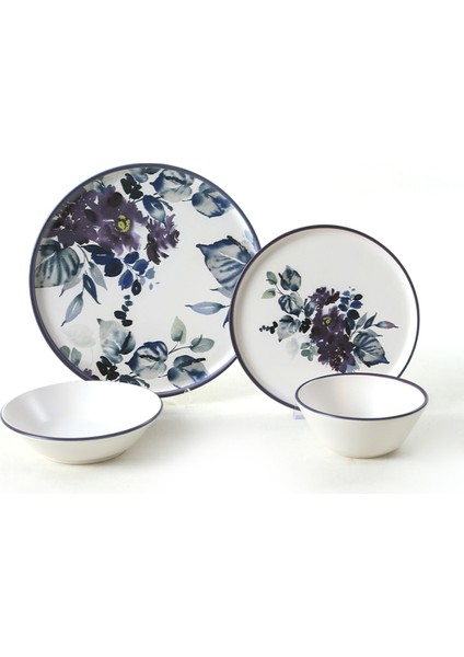 Purple Flower Yemek Takımı 24 Parça 6 Kişilik