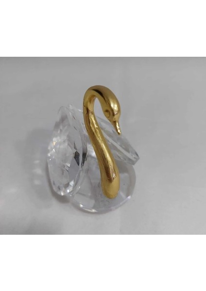 Minik Gold Altın Renk Kuğu Kristal Cam El Yapım 6 x 7 cm Biblo Dekoratif Obje Figür Hediyelik 1 Adet