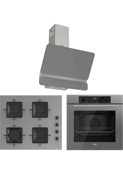 Flowart Ventora Elite Gri 3'lü Ankastre Set ( QBL63CPR-SS208-D082 )