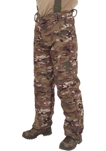 Outdoor Softshell Su Geçirmez Kışlık Erkek Pantolon (Salopet Askılı), Kamuflaj Renk modelleri
