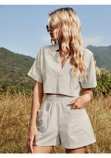 Yaka Detaylı Şortlu Ikili Takım fırsatları