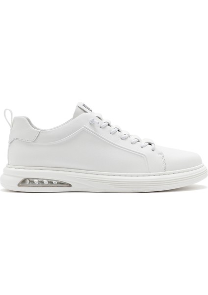 Erkek Beyaz Bağcıklı Deri Sneaker 25SFD692418