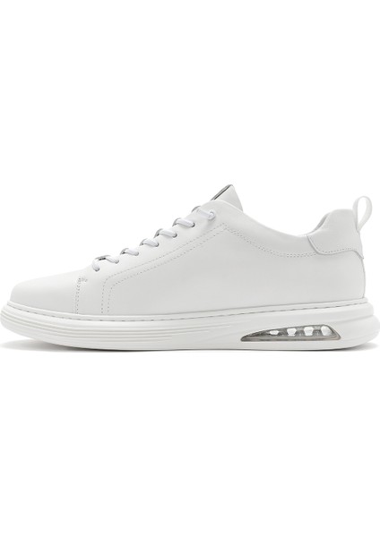 Erkek Beyaz Bağcıklı Deri Sneaker 25SFD692418