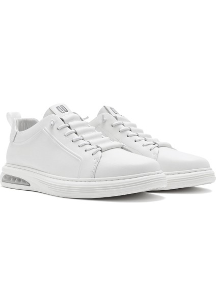 Erkek Beyaz Bağcıklı Deri Sneaker 25SFD692418