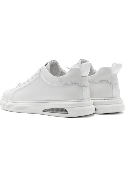 Erkek Beyaz Bağcıklı Deri Sneaker 25SFD692418