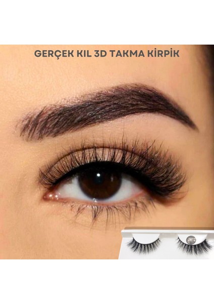 Doğal Görünümlü Gerçek Kıl Tam Boy İpek Takma Kirpik (1 Çift) - Mink Eyelash No: Jh12