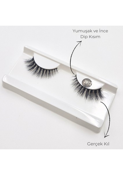 Doğal Görünümlü Gerçek Kıl Tam Boy İpek Takma Kirpik (1 Çift) - Mink Eyelash No: Jh12