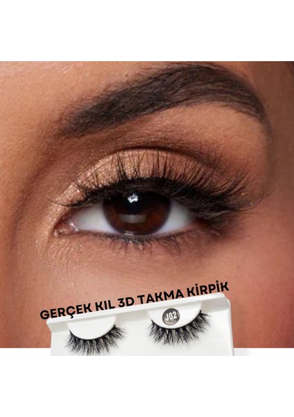 Doğal Görünümlü Gerçek Kıl Tam Boy İpek Takma Kirpik (1 Çift) - Mink Eyelash No: J02