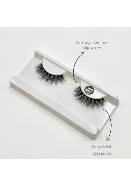 Doğal Görünümlü Gerçek Kıl Tam Boy İpek Takma Kirpik (1 Çift) - Mink Eyelash No: J02