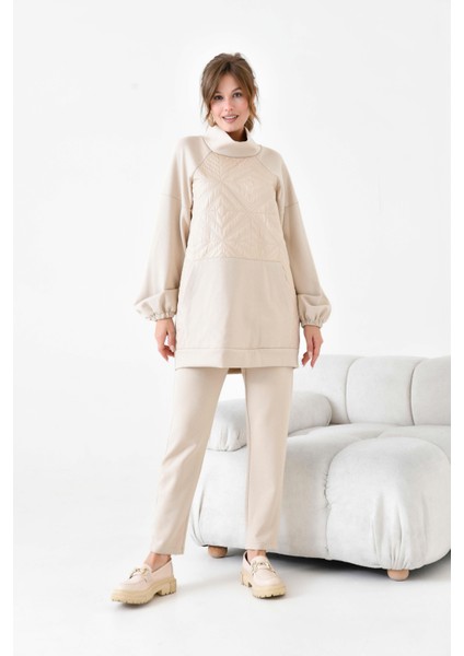 Kadın Kapitone Takım Beige 30936