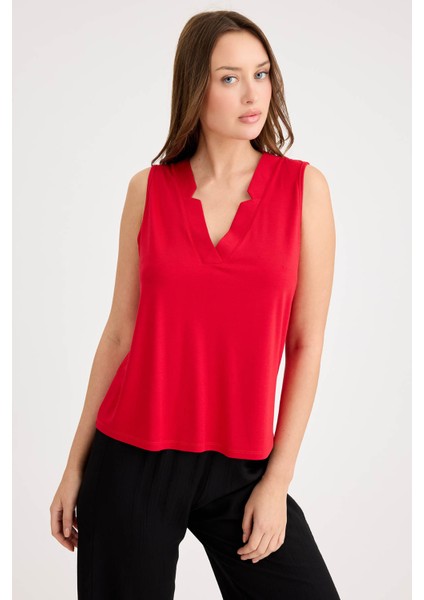 V Yaka Sıfır Kol Bluz