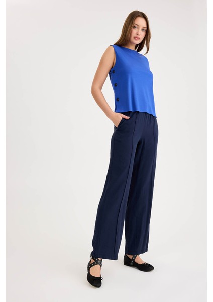 Beli Lastikli Önü Dikiş Detaylı Pantolon modelleri