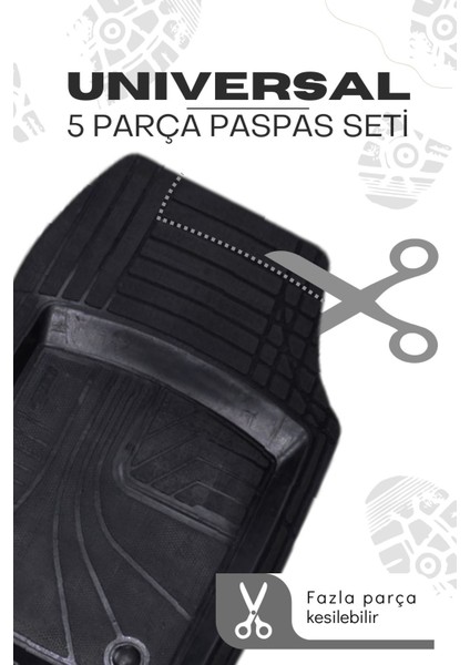 Volkswagen Caddy 2004-2017 5'li Paspas Seti Yüksek Kalite Kesilebilir Universal Oto Paspas