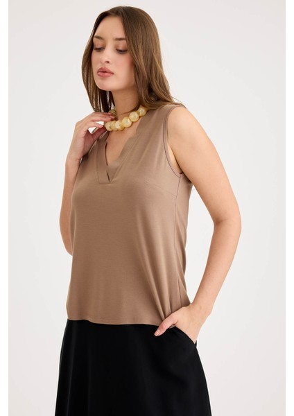 V Yaka Sıfır Kol Bluz modelleri