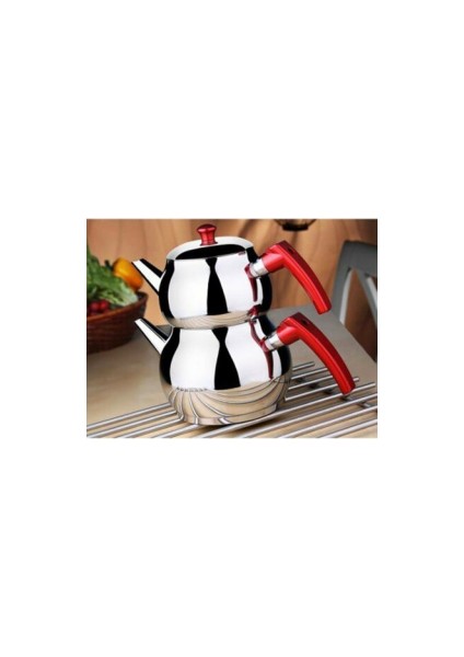 Mini 2lt Küçük Boy Küre Çelik Çaydanlık Seti (4604)