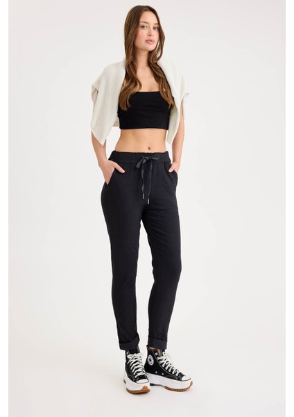 Beli Simli Bağcıklı Havuç Kesim Pantolon fiyatları