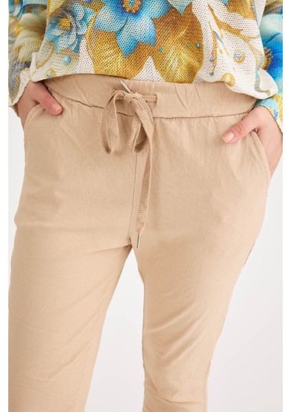 Beli Simli Bağcıklı Havuç Kesim Pantolon fırsatları