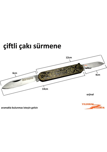 Sürmene Çakı Çift Başlı Sarı 1. Cep Çakısı Yaylı Anahtarlık Halkalı fiyatları