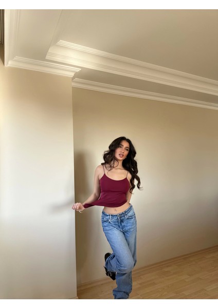 Bordo Zra Model Poliamid Ip Askı Bluz modelleri