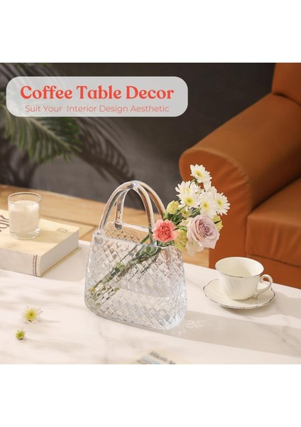Çanta Vazo Cam Çiçek Vazosu Dekoratif Şeffaf Vazo Büyük Boy Oval Model 1,5kg Glass Bag Vase