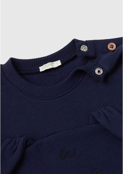 Bebek Önü Kulak Detaylı Omzu Düğmeli Bisiklet Yaka Sweatshirt modelleri