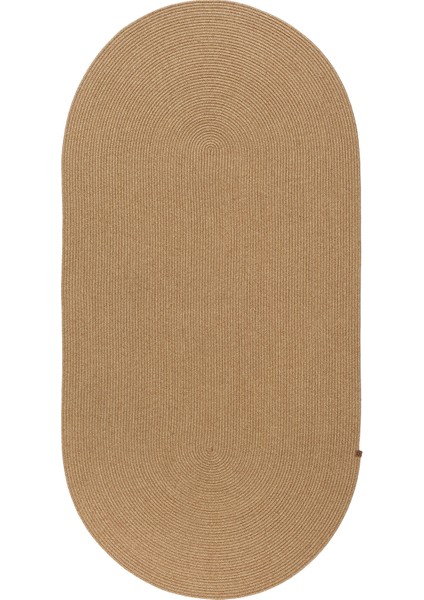 Bej Hasır Jüt Oval Kilim Bohem Oval Halı El Örgüsü Sisal Paspas