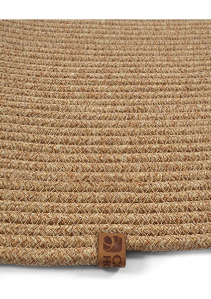 Bej Hasır Jüt Oval Kilim Bohem Oval Halı El Örgüsü Sisal Paspas