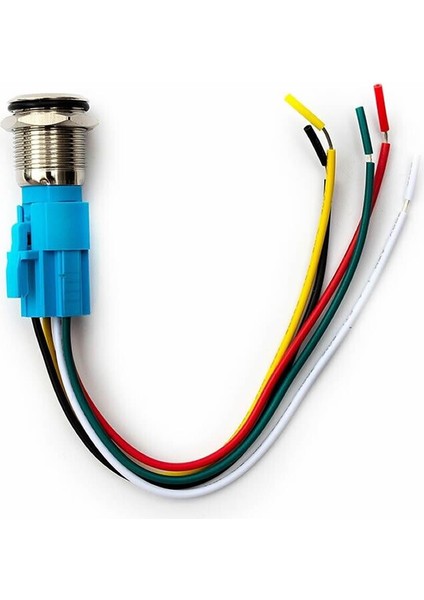 16MM Kırmızı Power Sembol Ledli Kablolu Push Tip Metal Button Panel Montaj Düz Kafa Com No Nc Dc 6A 12V IP67 Su Geçirmez Paslanmaz Çelik Düğme Start Kontrol Otomasyon