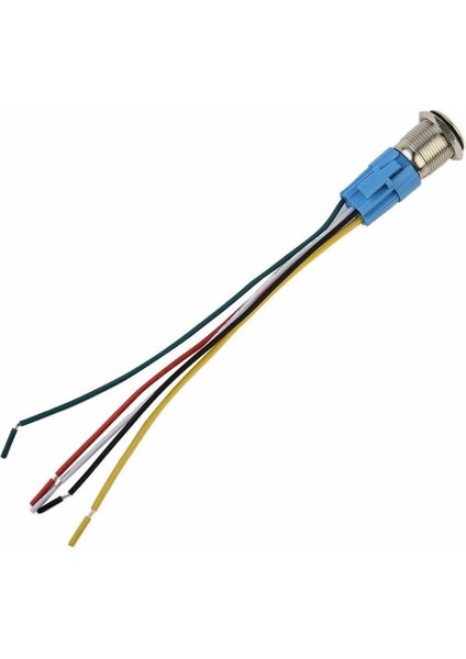 16MM Kırmızı Power Sembol Ledli Kablolu Push Tip Metal Button Panel Montaj Düz Kafa Com No Nc Dc 6A 12V IP67 Su Geçirmez Paslanmaz Çelik Düğme Start Kontrol Otomasyon