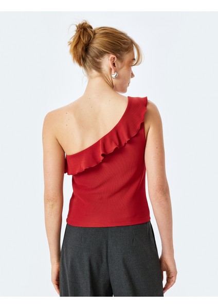 Fırfır Detaylı Kolsuz Tek Omuz Bluz fırsatları