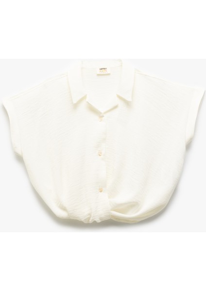 Kısa Kollu Önden Bağlamalı Crop Gömlek