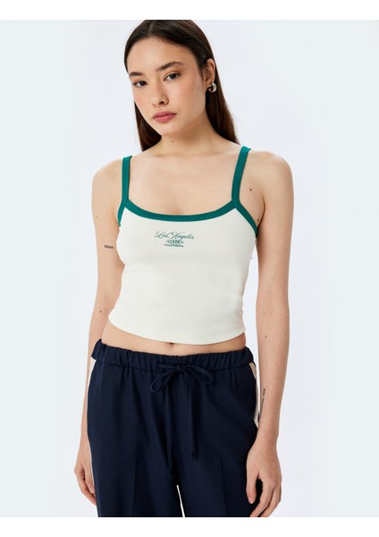 Ince Askılı Biyeli Slim Fit Crop Baskılı Atlet fiyatları