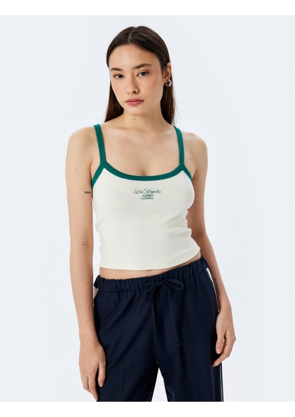 Ince Askılı Biyeli Slim Fit Crop Baskılı Atlet modelleri