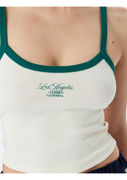 Ince Askılı Biyeli Slim Fit Crop Baskılı Atlet indirimleri