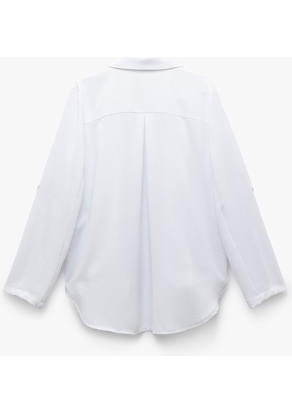 Katlama Detaylı Krep Kumaş 3/4 Kol Kruvaze Uzun Oversize Blazer Ceket