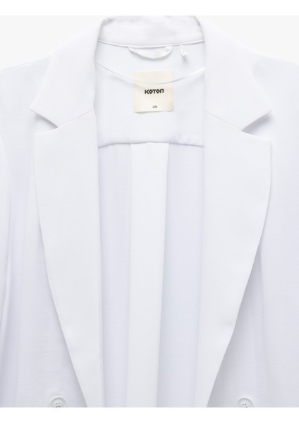 Katlama Detaylı Krep Kumaş 3/4 Kol Kruvaze Uzun Oversize Blazer Ceket