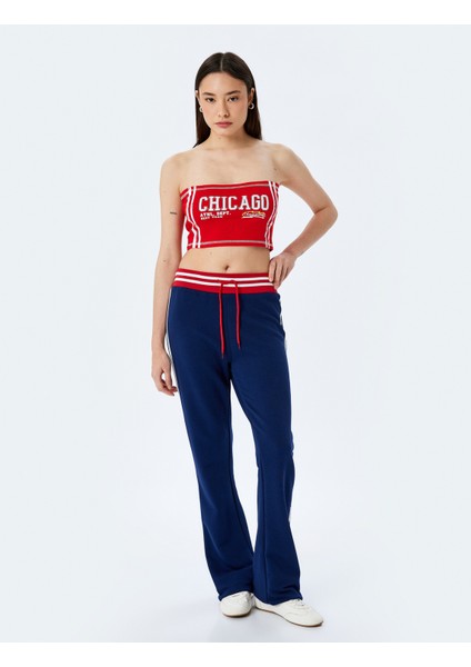 Slogan Baskılı Straplez Kolsuz Crop Atlet