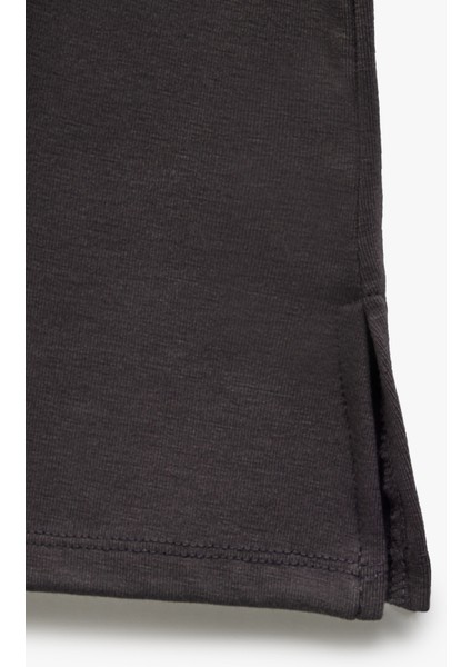 Slim Fit Drape Detaylı Asimetrik Uzun Kollu Tişört