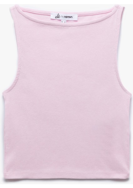 Kayık Yaka Kolsuz Kaşkorse Crop Üst