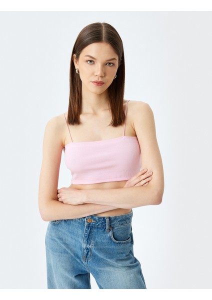 Fitilli Ip Askılı Slim Fit Crop Kadın Atlet